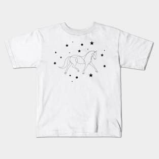 Horse with constellations stars line art. Horse universe Kids T-Shirt